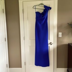 Chiara Boni La Petite Robe Royal Blue Elisir Ruffle One shoulder gown
